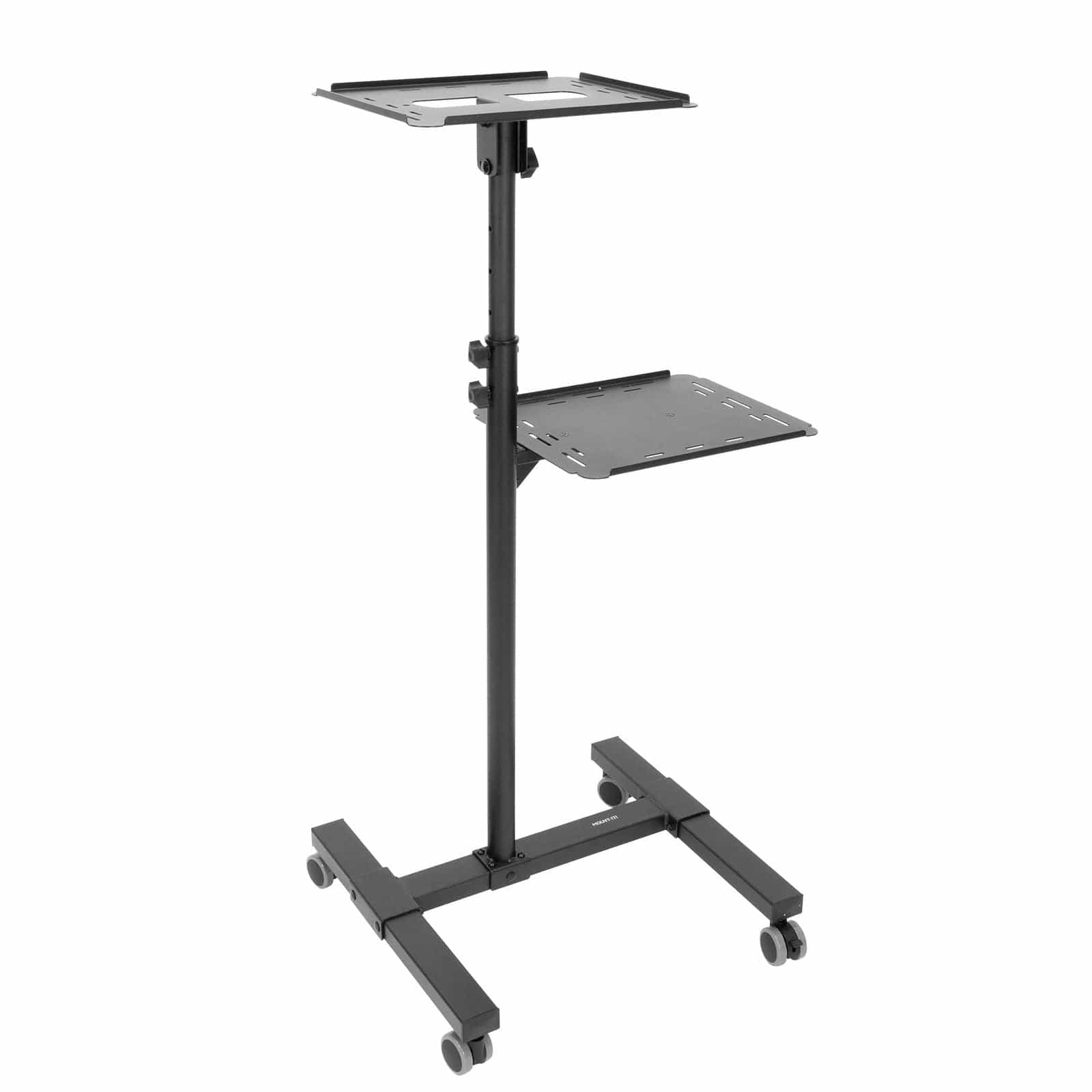 Alt View 6. Mount-It! - Portable Height Adjustable Laptop & Projector Stand with Tilt Tray, Locking Casters & Dual Platforms, Black - Black.