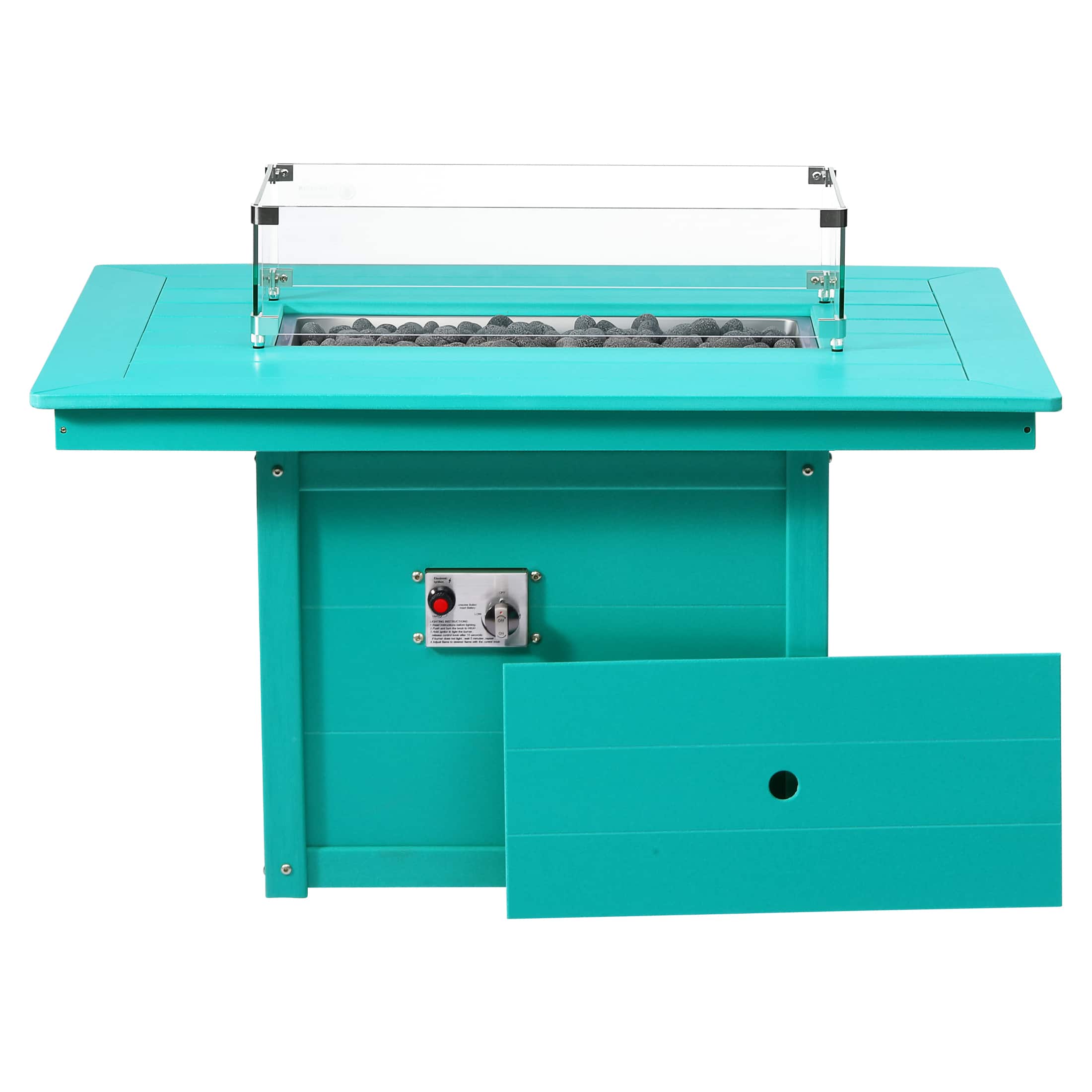 WestinTrends - Helios 46" Modern Outdoor 55,000 BTU Patio Gas Propane Rectangle Deck Fire Pit Table - Turquoise