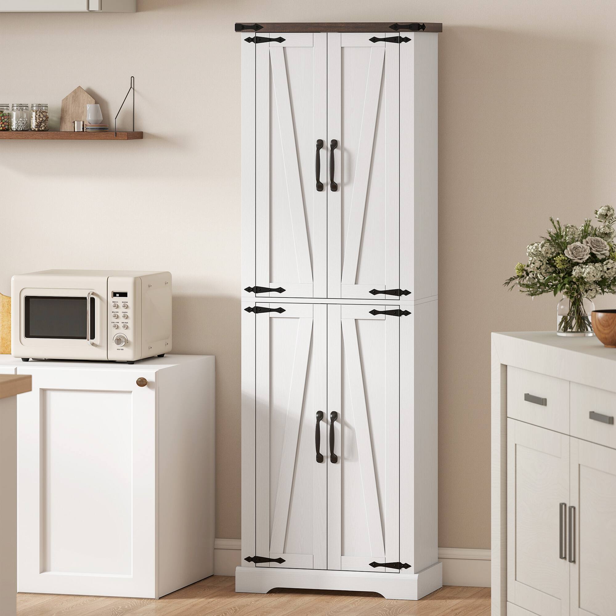 Alt View 8. Homcom - Tall Pantry Cabinet - White Wood Grain.