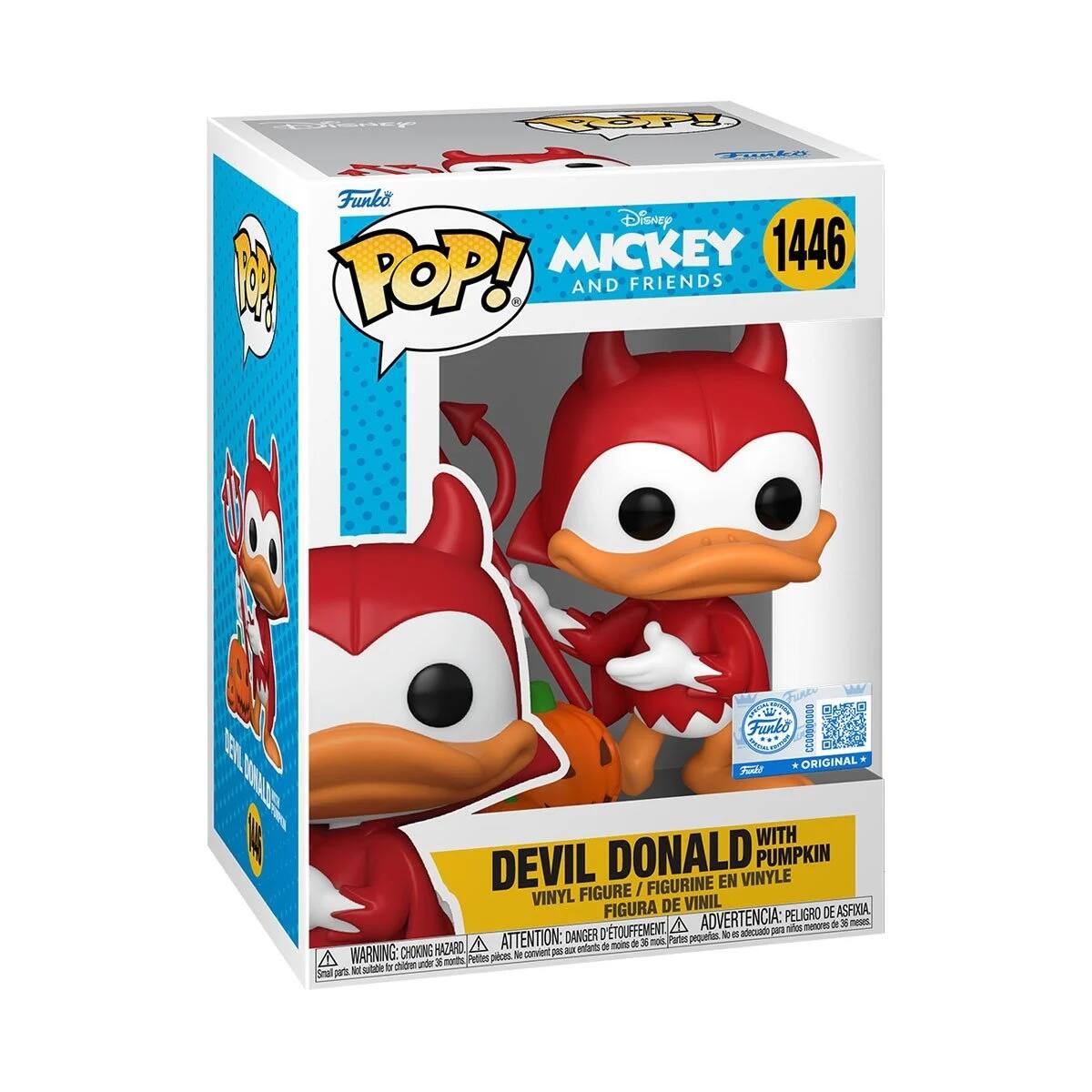 Disney  
Mickey and Friends  
1446  

Funko  
POP!  

DEVIL DONALD WITH PUMPKIN  
VINYL FIGURE / FIGURINE EN VINYLE  

WARNING: CHOKING HAZARD - Small parts. Not for children under 3 years.  
ATTENTION: PELIGRO DE ASFIXIA - Pequeñas piezas. No es adecuado para niños menores de 3 años.  
ADVERTENCIA: DANGER - Pequeñas piezas. No es adecuado para niños menores de 3 años.  

*ORIGINAL*  

Funko  
POP!  

Disney  
Mickey and Friends  
1446  

DEVIL DONALD WITH PUMPKIN  
VINYL FIGURE / FIGURINE EN VINYLE  

WARNING: CHOKING HAZARD - Small parts. Not for children under 3 years.  
ATTENTION: PELIGRO DE ASFIXIA - Pequeñas piezas. No es adecuado para niños menores de 3 años.  
ADVERTENCIA: DANGER - Pequeñas piezas. No es adecuado para niños menores de 3 años.  

*ORIGINAL