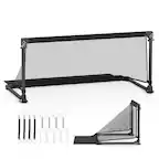 Front. Costway - Costway 40"L x 18"W x 20"H Soccer Goal with Metal Frame Ground Stakes Quick Setup for Kids - Black.