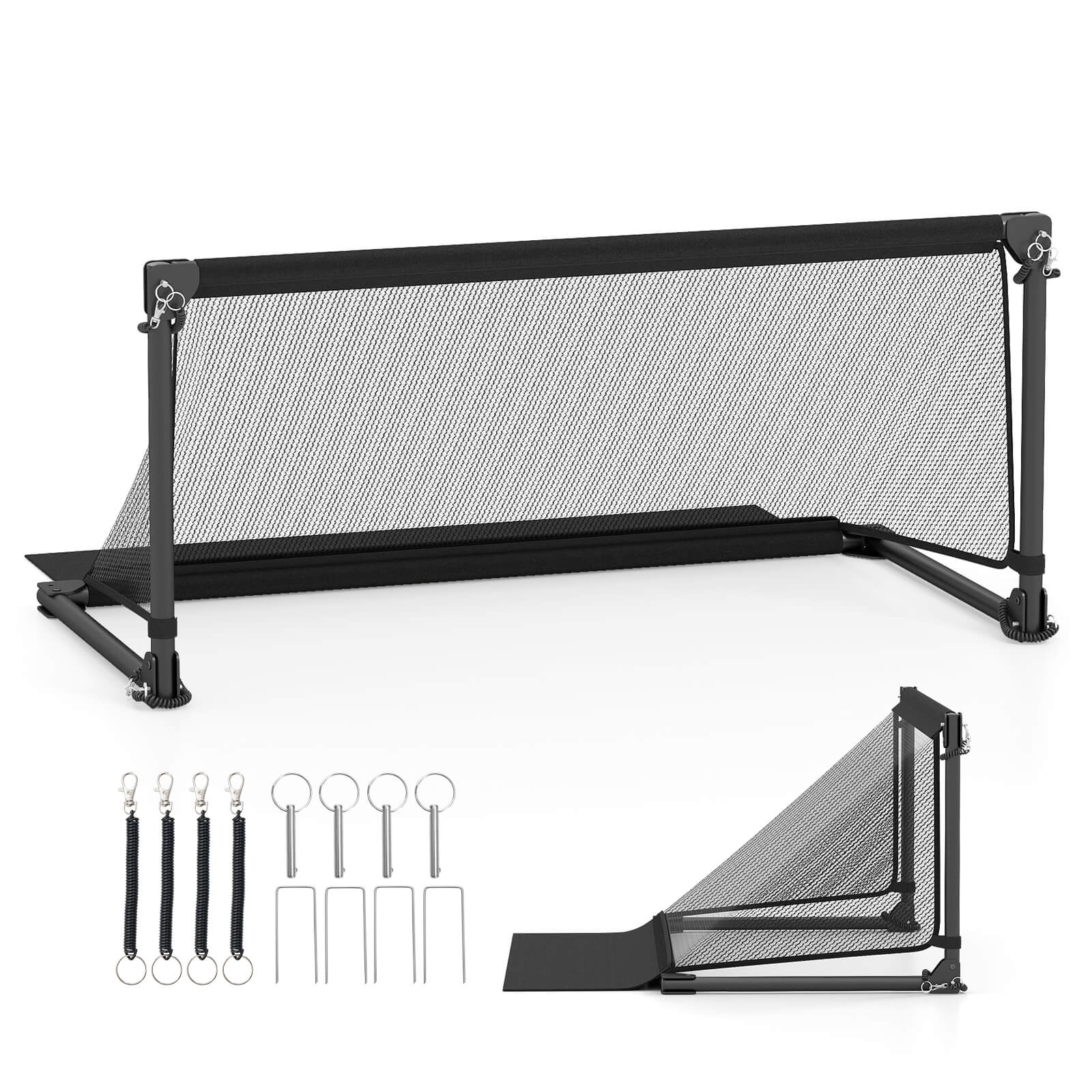 Front. Costway - Costway 40"L x 18"W x 20"H Soccer Goal with Metal Frame Ground Stakes Quick Setup for Kids - Black.