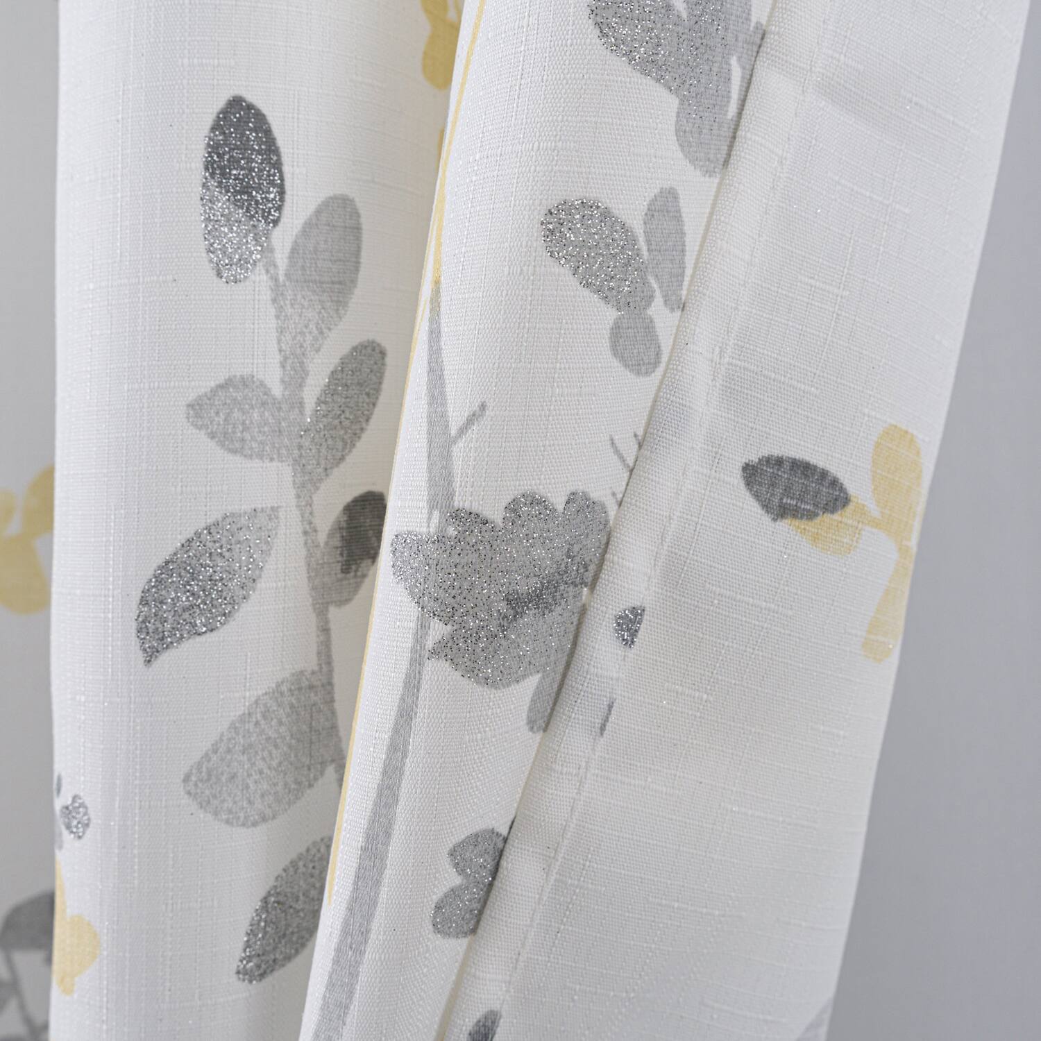 Alt View 1. Olivia Gray - Olivia Gray 100% Polyester 140 GSM Aiden Printed Textured Grommet Curtain Panel 54" x 84" Yellow - Yellow.