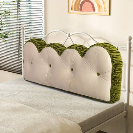 Front. wowmax - Headboard Pillow Queen, Soft Back Rest Pillow for Sitting in Bed,Large Reading Pillow for Bed Sofa - Beige & Green.