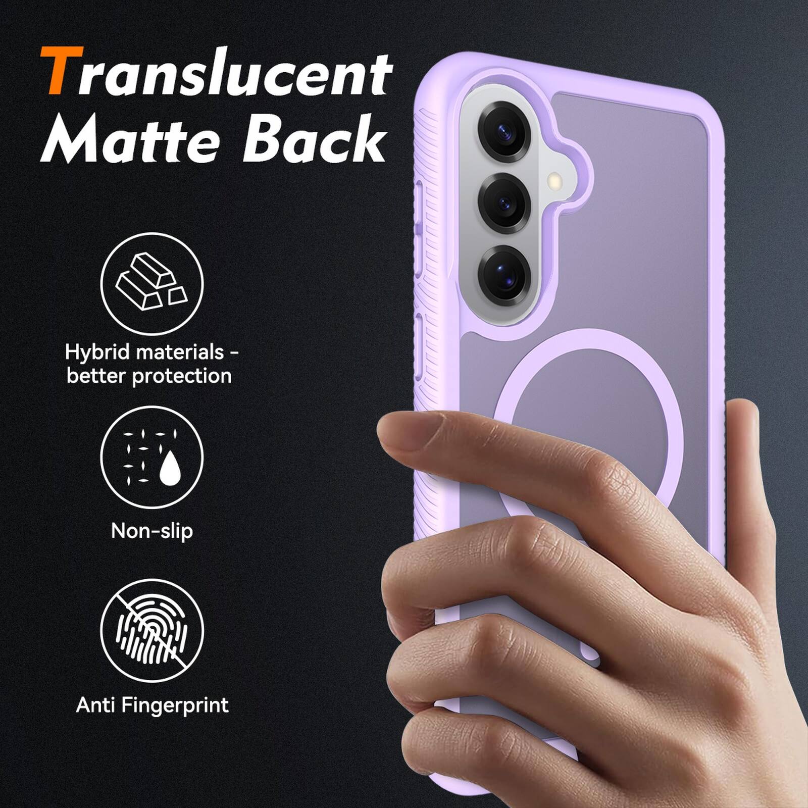 Translucent Matte Back Hybrid materials - better protection Non-slip Anti Fingerprint