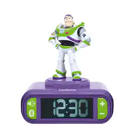 Lexibook - Digital alarm clock with 3D Buzz Lightyear night light. Bluetooth speaker and sound effects - Green