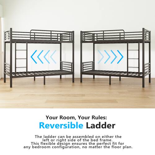 Your Room, Your Rules: Reversible Ladder

The ladder can be assembled on either the left or right side of the bed frame. This flexible design ensures the perfect fit for any bedroom configuration, no matter the floor plan.