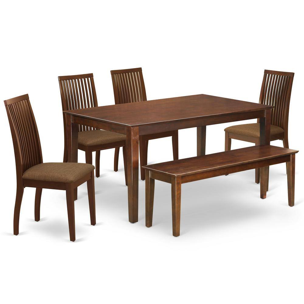 Back. East West Furniture - Dining Room Set Mahogany - Brown.