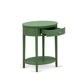 East West Furniture - HI-12-ET Mid Century Modern Nightstand with 1 Wood Drawer, Stable and Sturdy Constructed - Finish - Clover Green