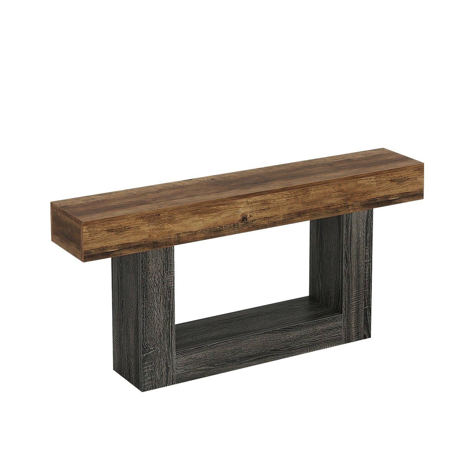 Alt View 2. Kadyn - Kadyn Brown Wooden Console Table, Stylish Entryway Display, Sofa Side Table, Living Room Home Decor, Brown & Black - Brown.