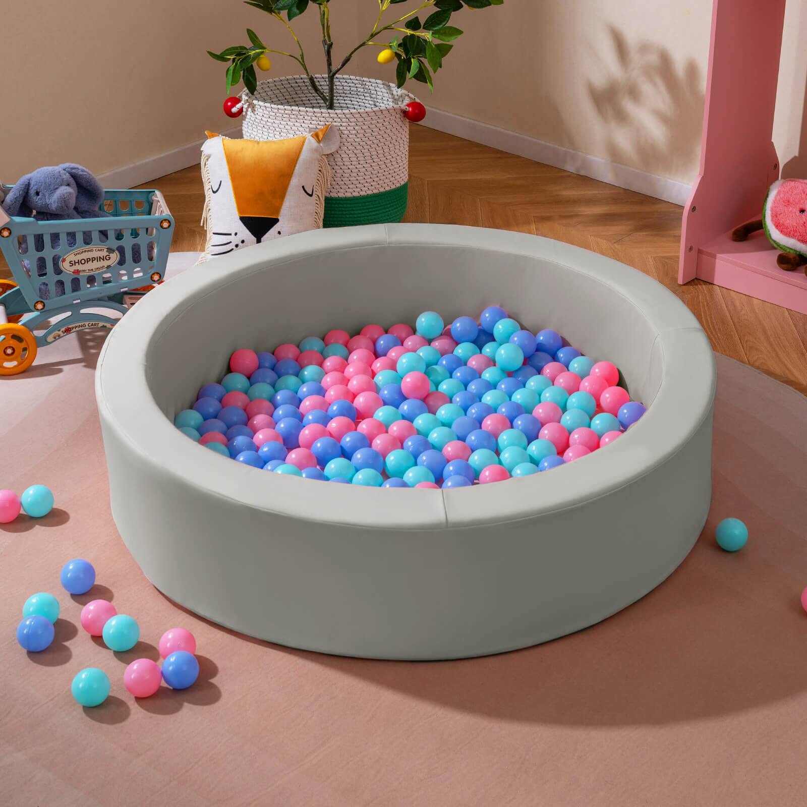 Alt View 1. Costway - Costway 42.5" Round Foam Ball Pits with 25D Sponge Filling Washable PU Cover for Kids Gift - Gray.