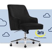 Serta - Scarlett Stylish Mid-Century Modern Soft Velvet Upholstered Home Office Chair - Black - Silver Base - Front_Zoom
