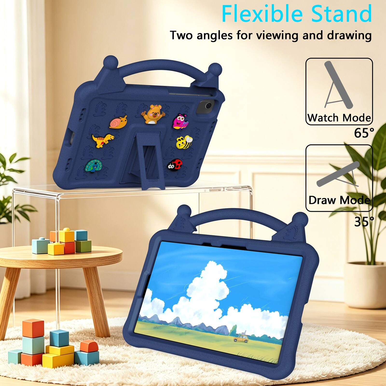 Flexible Stand  
Two angles for viewing and drawing  
Watch Mode 65°  
Draw Mode 35°