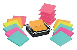 Post-it - Super Sticky Pop-Up Notes Dispenser for 3" x 3" Notes, Black, 12 Pads/Pack - Black/Clear
