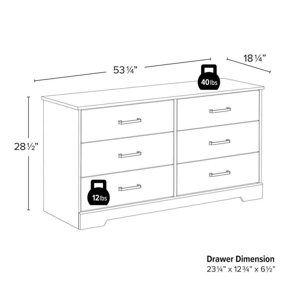 Prepac Chest, Wooden Bedroom Dresser with 6 Storage Drawers, 18.25in x ...