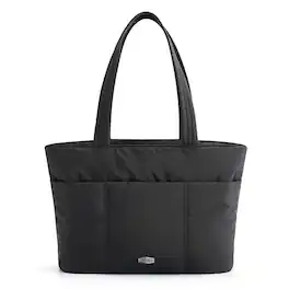 Bagsmart - Padded Laptop Tote Bag for Women, 14 Inch Waterproof Work Shoulder Bag with Luggage Strap, Organized Gym Travel Bag - Black