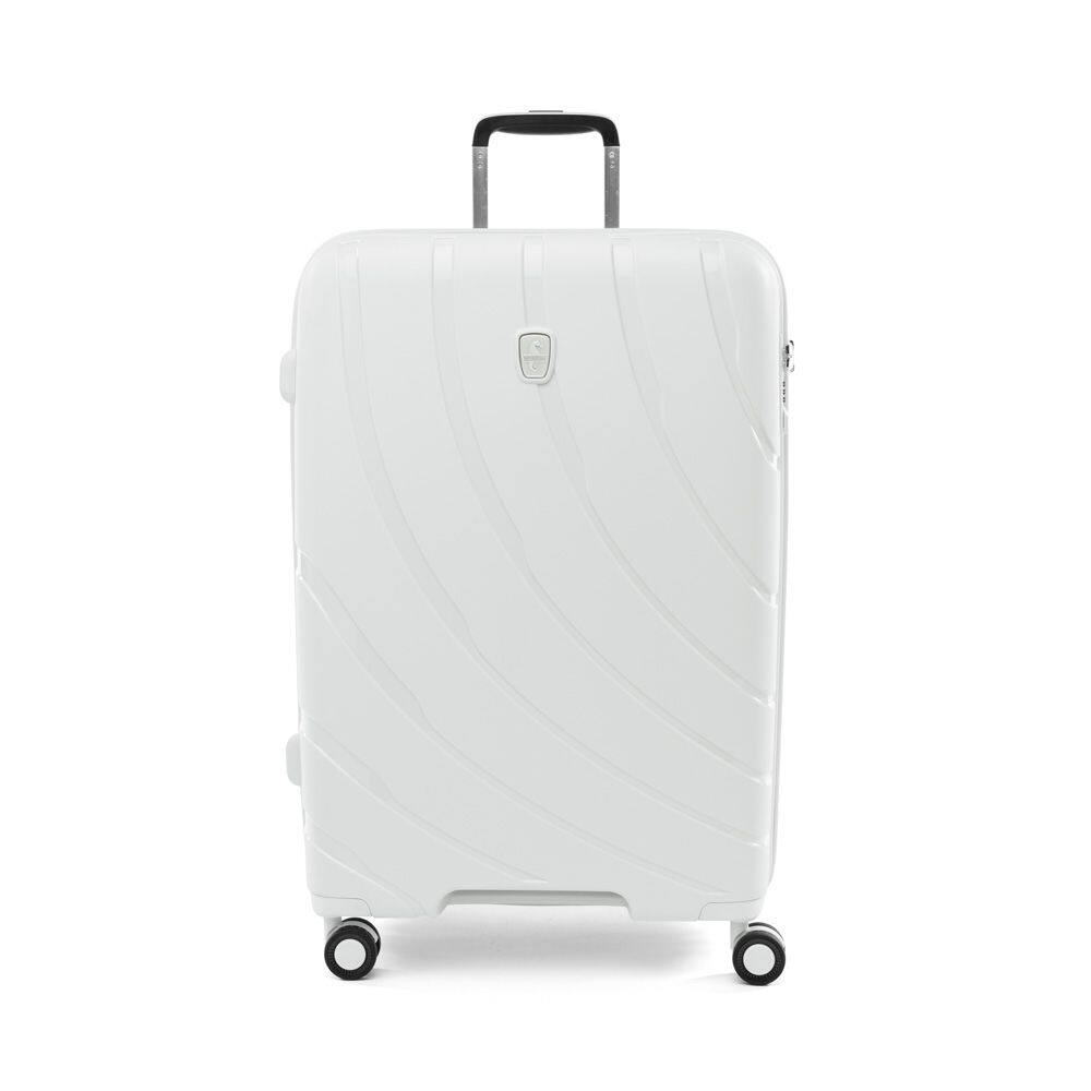 Angle. Atlantic - Atlantic Convertible Medium to Large Checked Expandable Hardside Spinner - Shell White.
