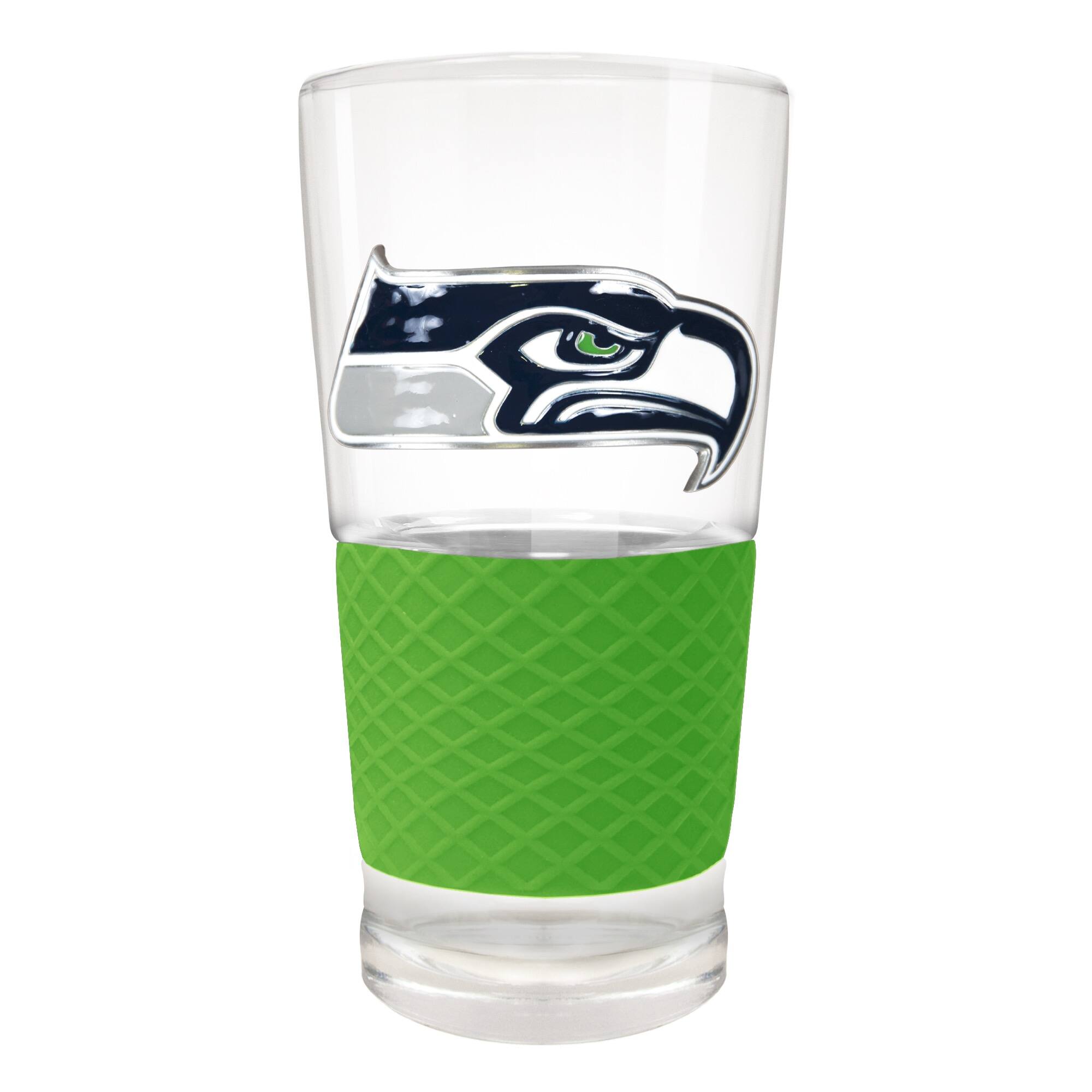 Front. Great American Products - Seattle Seahawks 22oz. Pilsner Glass with Silicone Grip - Green.