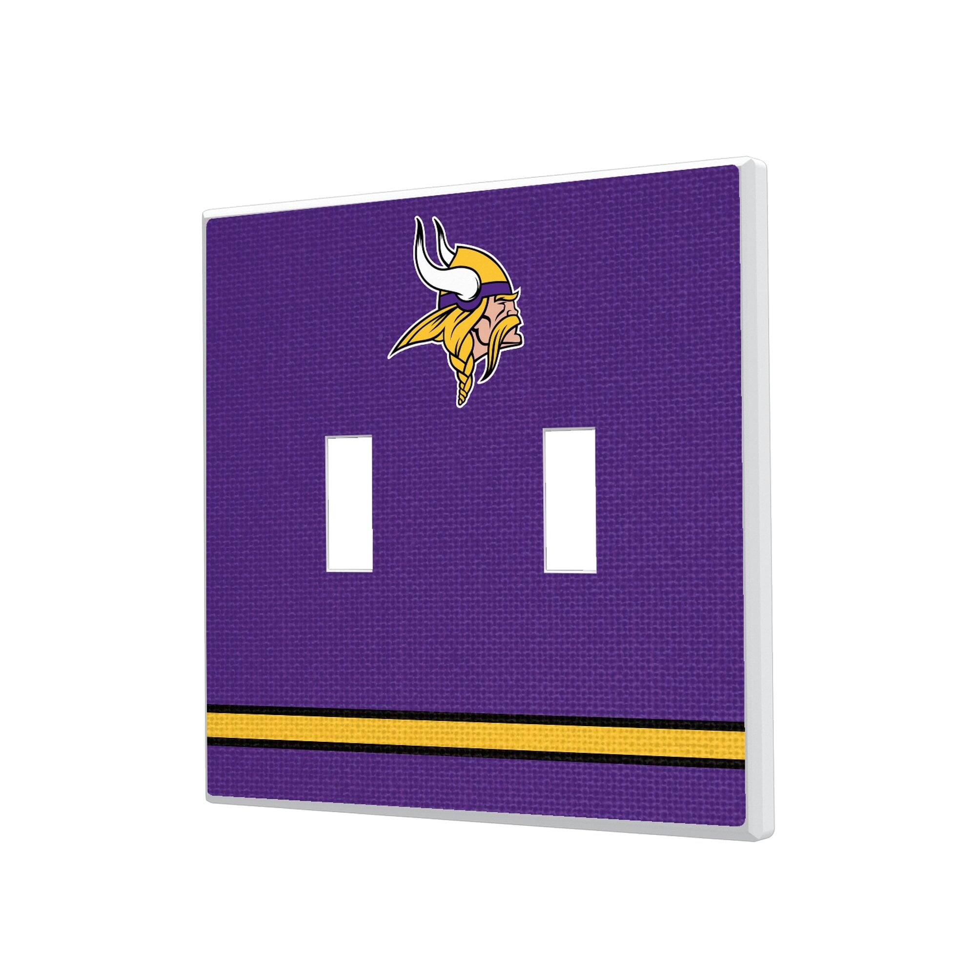 Keyscaper - Minnesota Vikings Stripe Double Toggle Light Switch Plate - Multicolor