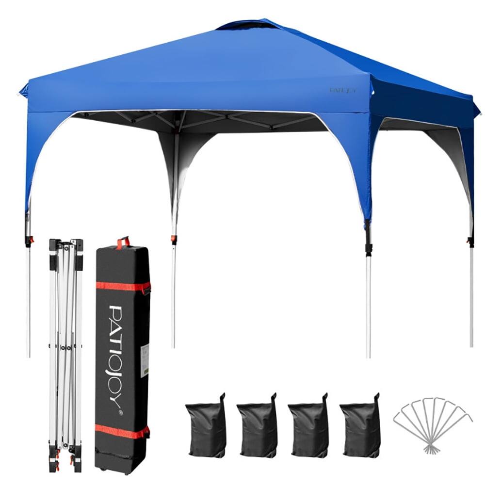 Left. Kadyn - 10 x 10 Feet Outdoor Pop-up Camping Canopy Tent with Roller Bag-Blue, Outdoor Gazebo Wedding Party Tent Canopy Tent.