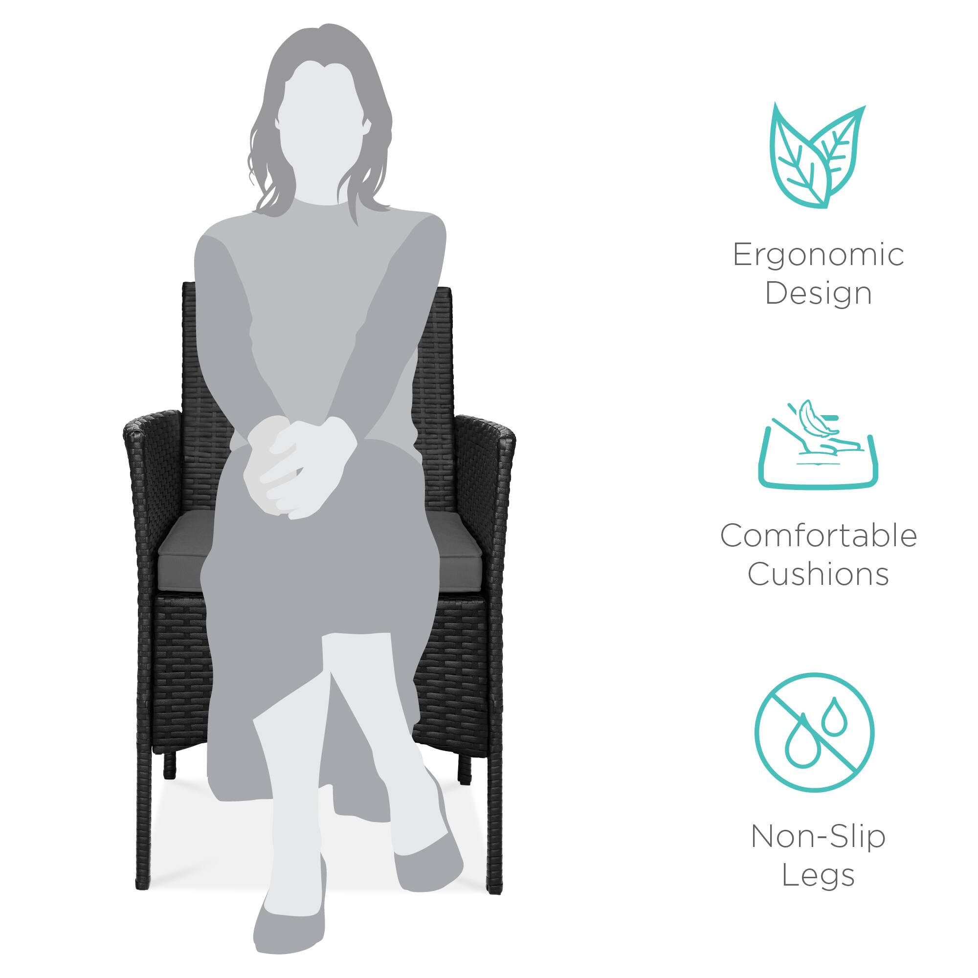 Ergonomic Design  
Comfortable Cushions  
Non-Slip Legs