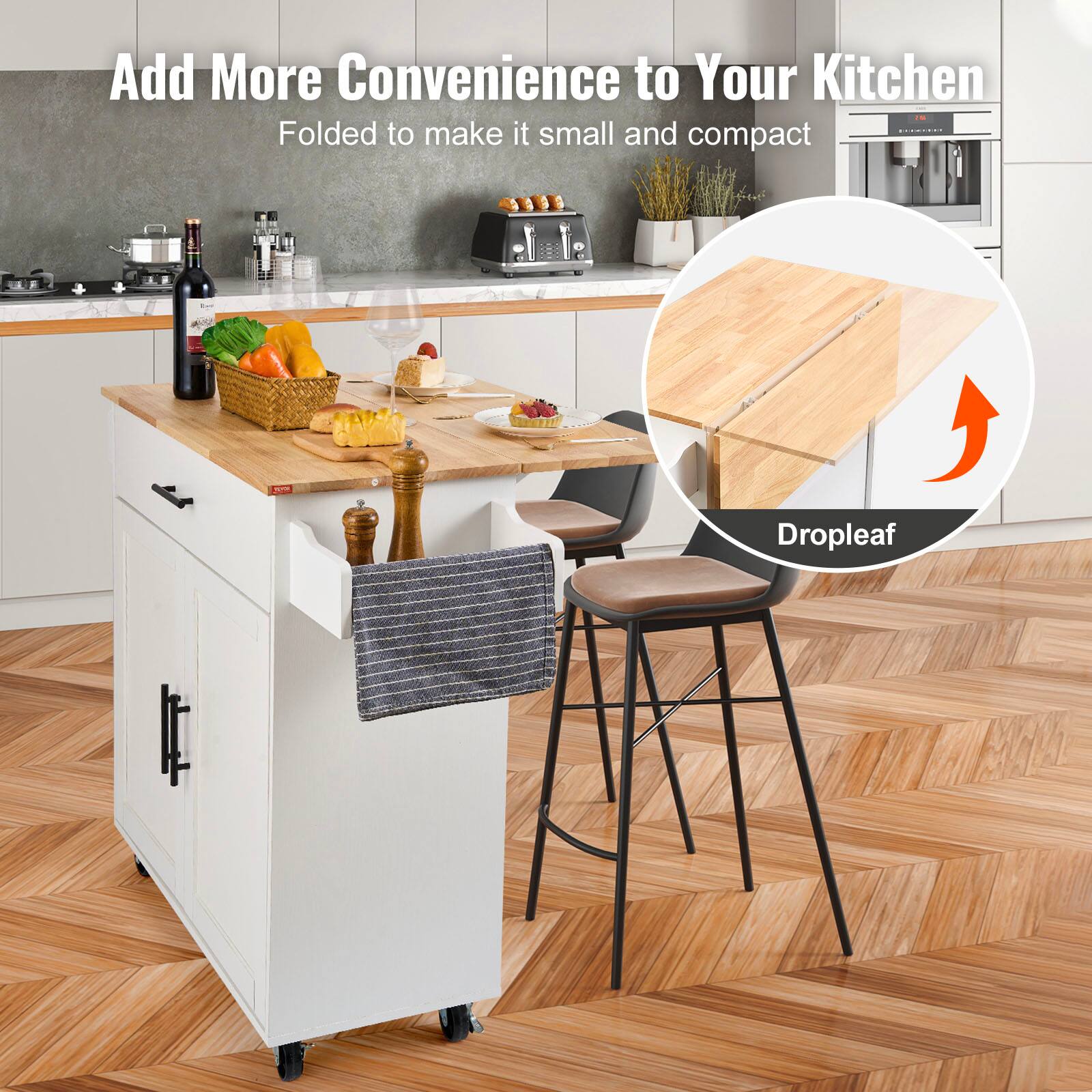 Add More Convenience to Your Kitchen

Folded to make it small and compact

Dropleaf