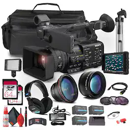 HXR-NX800 NXCAM Camcorder+ 4K Monitor + Sony Mic + Headphones + More