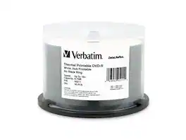 Verbatim - 4.7GB 16X DataLifePlus DVD-R White Thermal Printable 50 Packs Spindle Disc Model 95211 - Retail