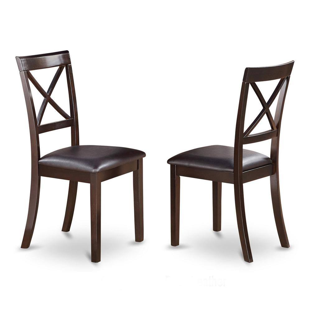 Front. East West Furniture - 3 PC Kitchen Table-Kitchen Table and 2 Dining Chairs - Cappuccino.