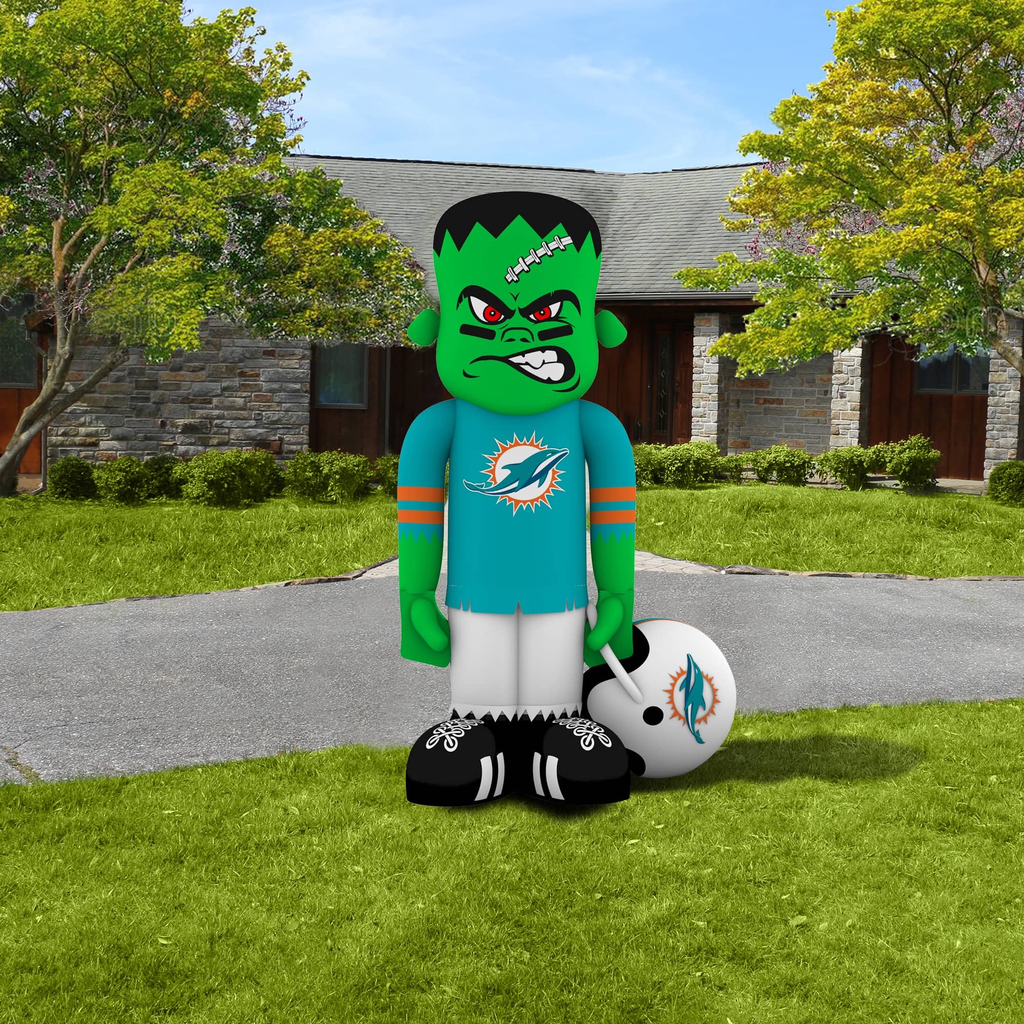 Alt View 3. Sporticulture - Miami Dolphins Halloween Lawn Inflatable Steinbacker - Multicolor.