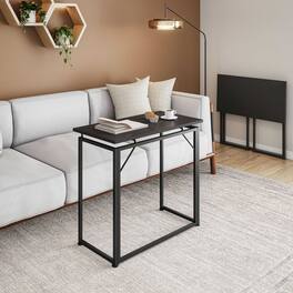 GOODSILO - Compact Folding Desk for Small Spaces with Sturdy Steel Frame and Smooth Tabletop - Black