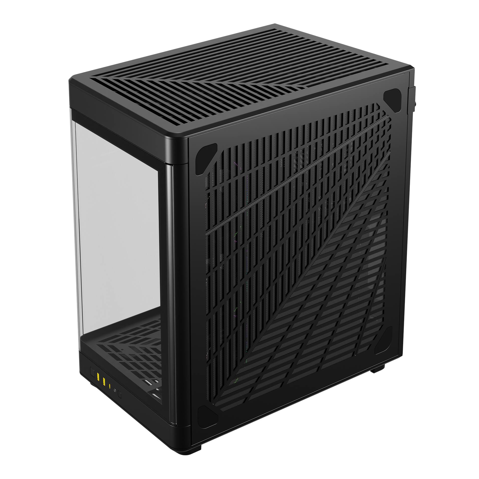 Alt View 4. GAMDIAS - NESO P1 PRO black ATX pc case a high-end full-tower with a unique trapezoidal design, fits GPU 426mm - Black.