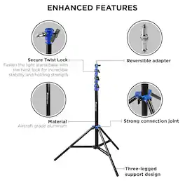 Flashpoint - 9.5' Blue Color Coded Pro Air Cushioned Light Stand