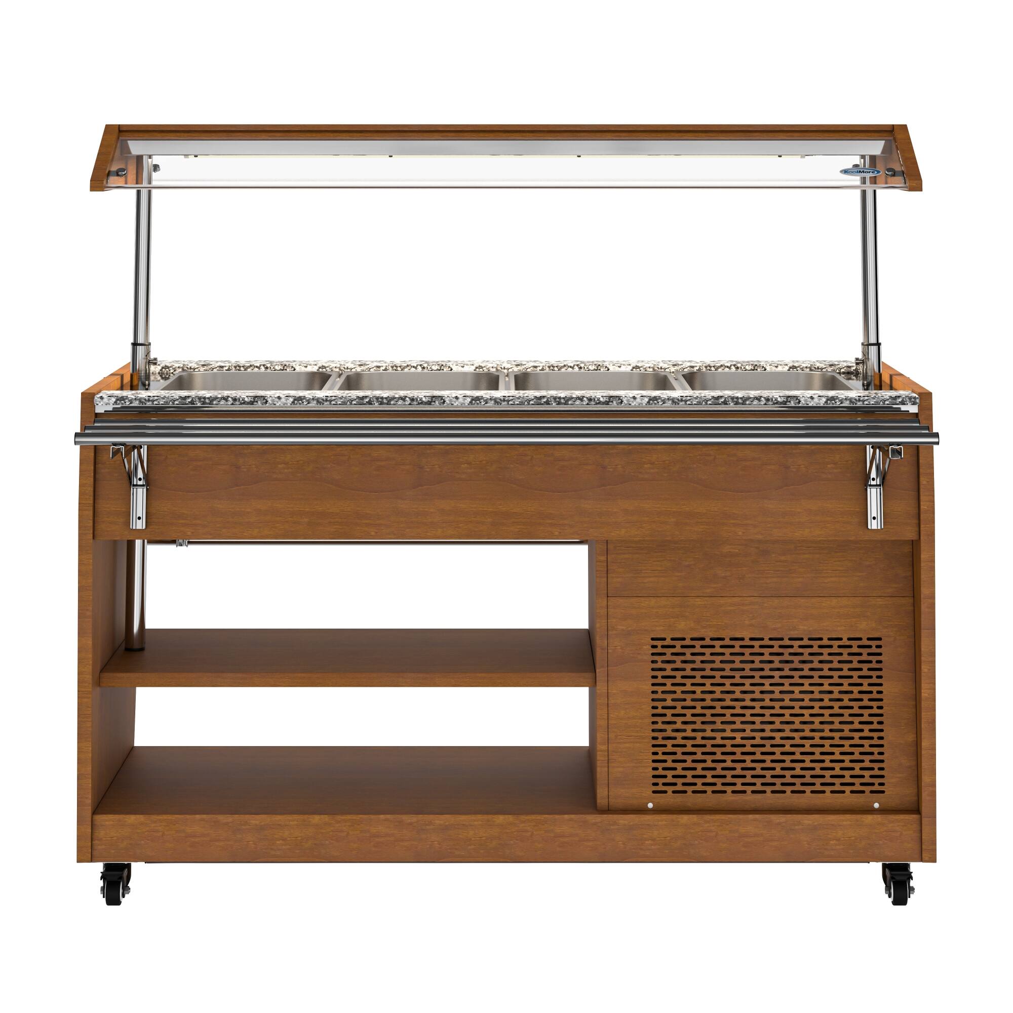 Front. Koolmore - 59" Commercial Refrigerated Buffet Table  Stainless Steel Walnut Color - WOOD STAINLESS STEEL.