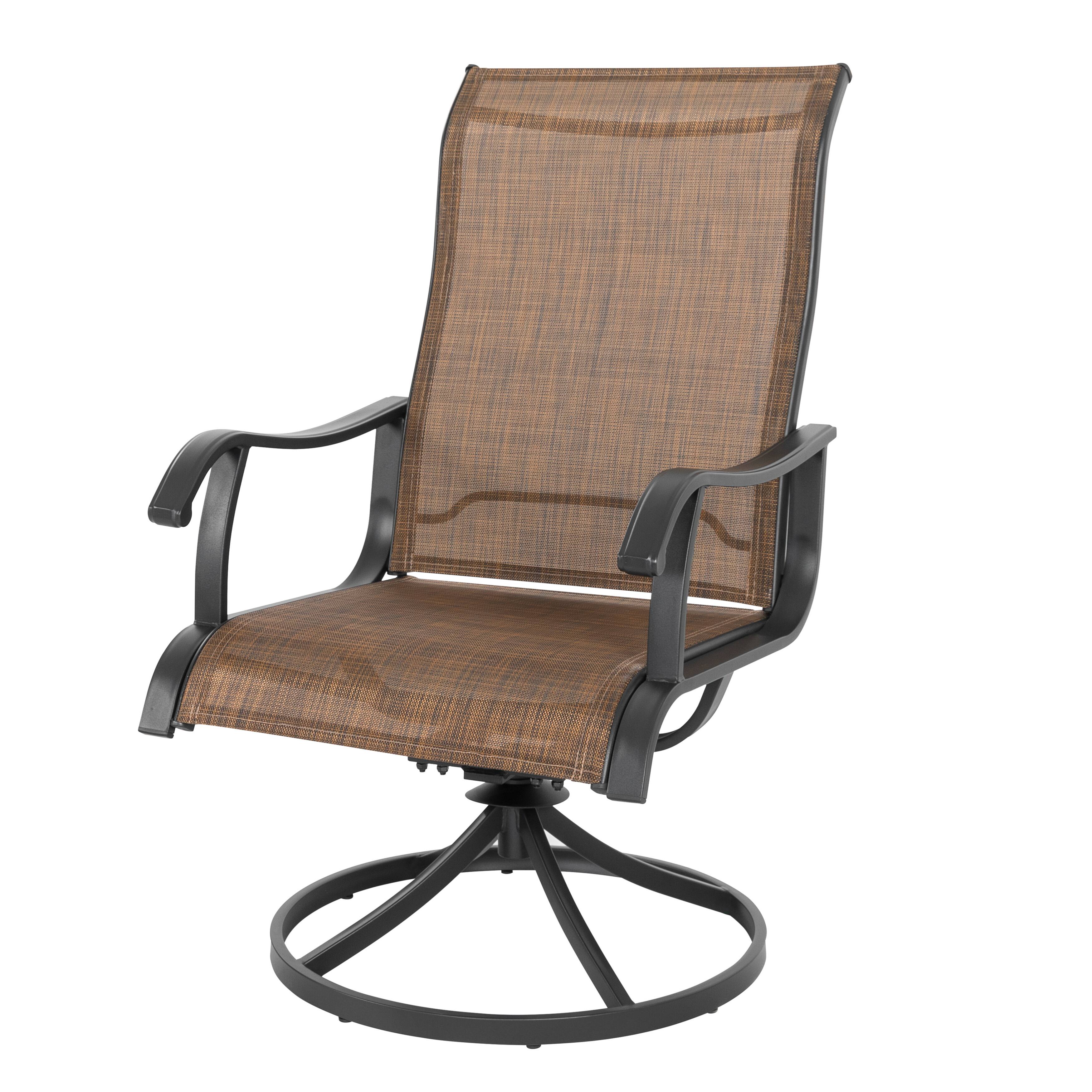Alt View 6. Nuu Garden - Patio 2-Piece Textilene Dining Chairs, Smooth 360-Degree Swivel, Metal Frame - Brown and Black.
