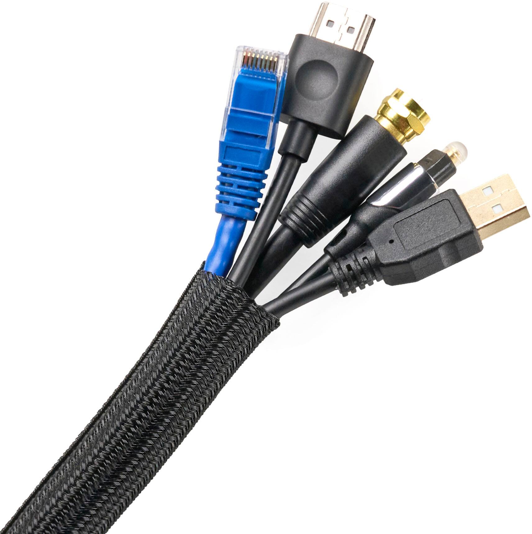 Left. Wrap-It Storage - Mesh Cable Sleeve - Black.