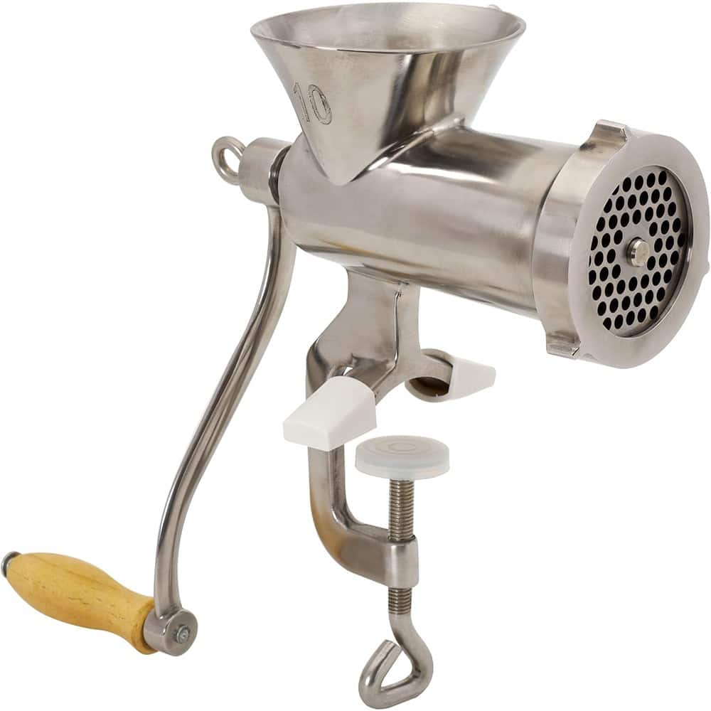 MOSZAR LLC - Hand Meat Grinder – Clamp-On, Silver - Stainless Steel