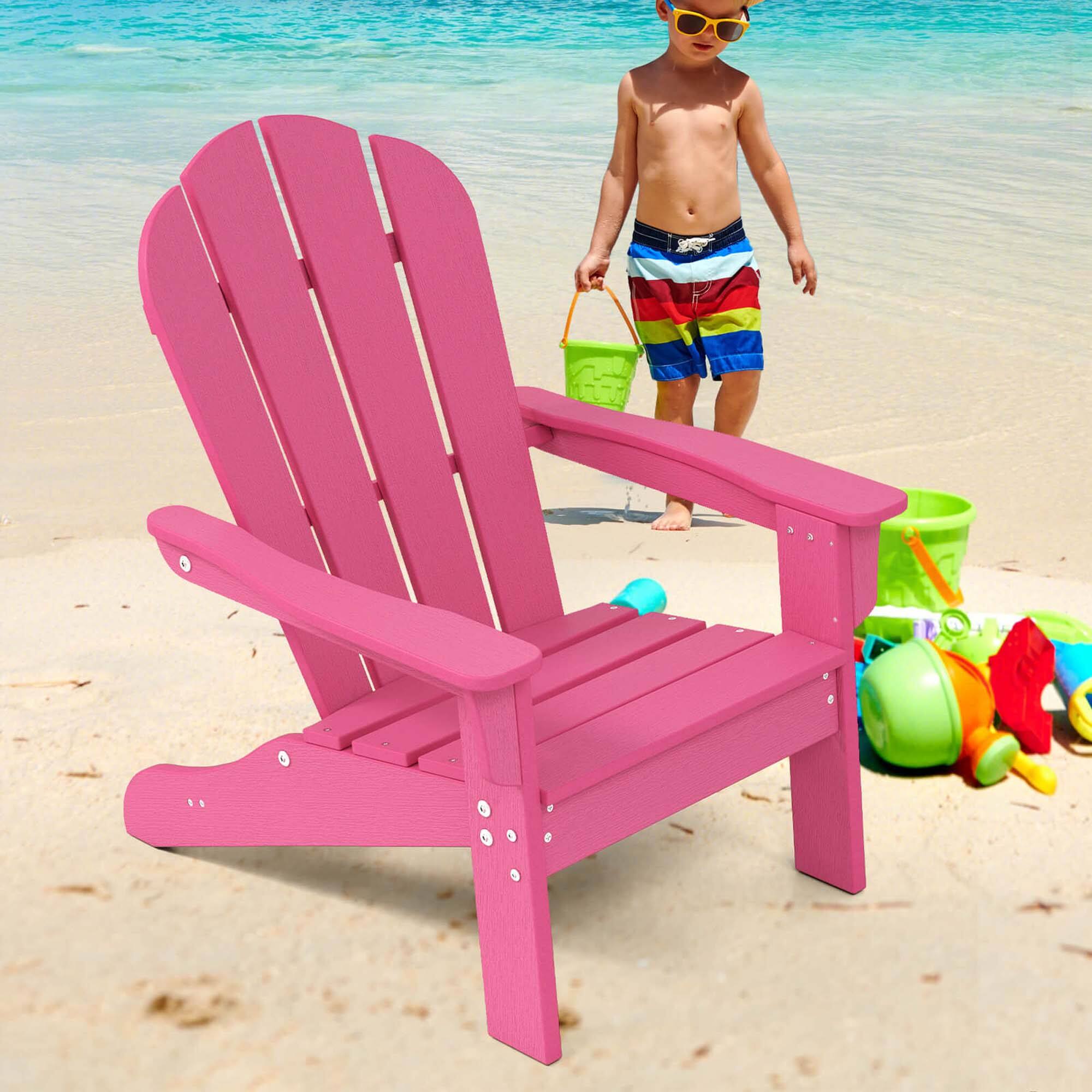 Alt View 1. Costway - Costway Kids Adirondack Chair with High Backrest Armrests Fire Pit Chair for Kids Ages 3-8 - Pink.