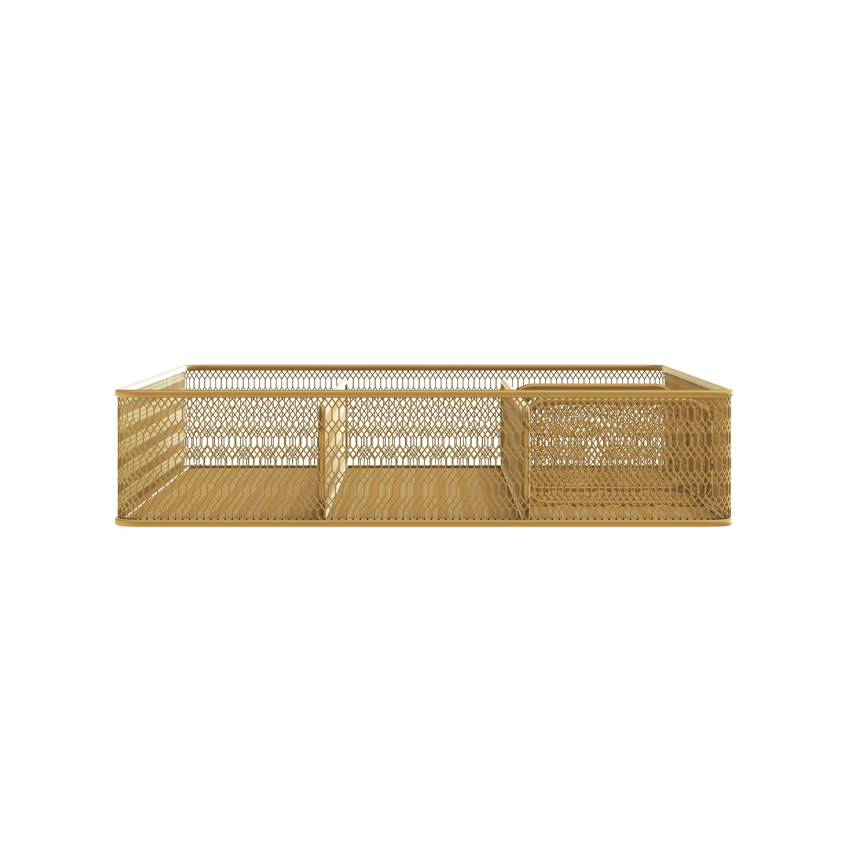 Alt View 17. Martha Stewart - Ryder Premium Mesh Metal Large Drawer Organizer - Gold.
