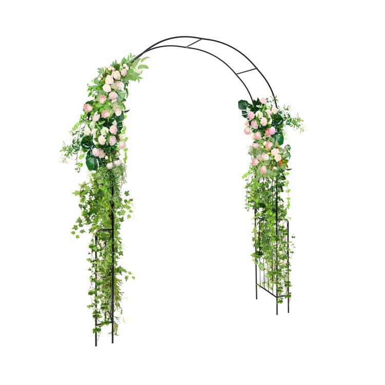 Alt View 1. SlickBlue - Metal Garden Arch Backdrop Stand with Fence for Climbing Plants - Black.
