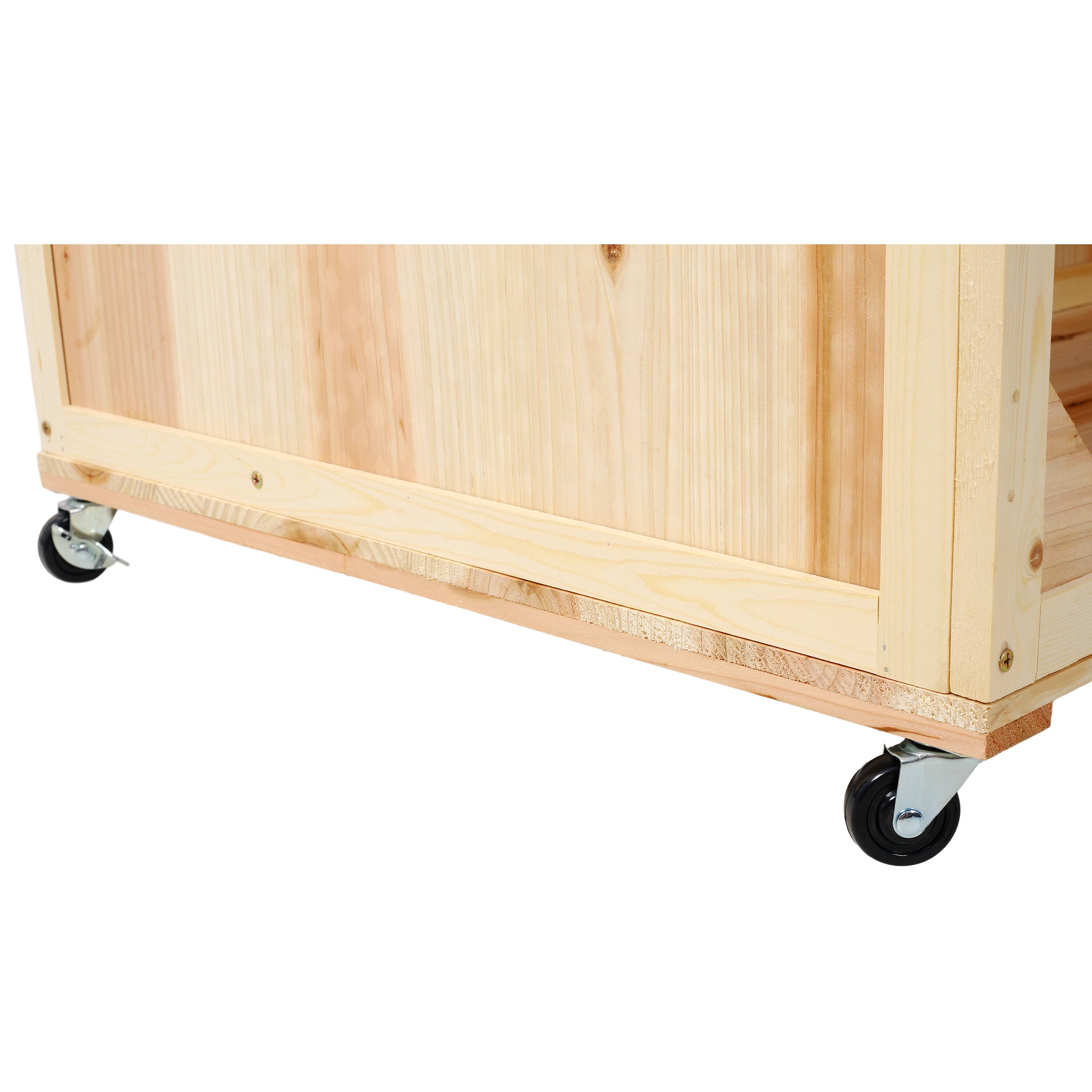 Alt View 7. GOODSILO - 3-Tier Raised Garden Bed with Vertical Trellis, Planter Box with Wheels and Storage Area for Outdoor Plants - Natural Wood.