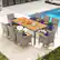 Alt View 1. Costway - 9 PCS Patio Dining Set for 8 Table and PE Rattan Chairs with 2" Umbrella Hole - Mix Gray,Navy.