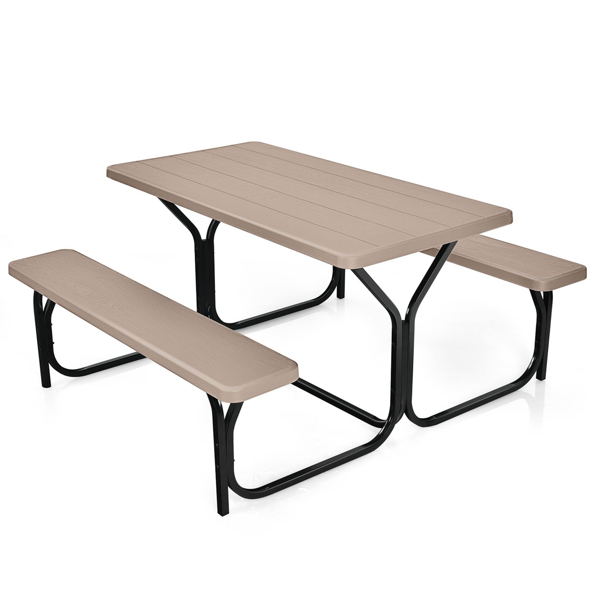 Alt View 9. Costway - Costway Picnic Table Bench Set Outdoor Backyard Patio Garden Party Dining All Weather - Brown.