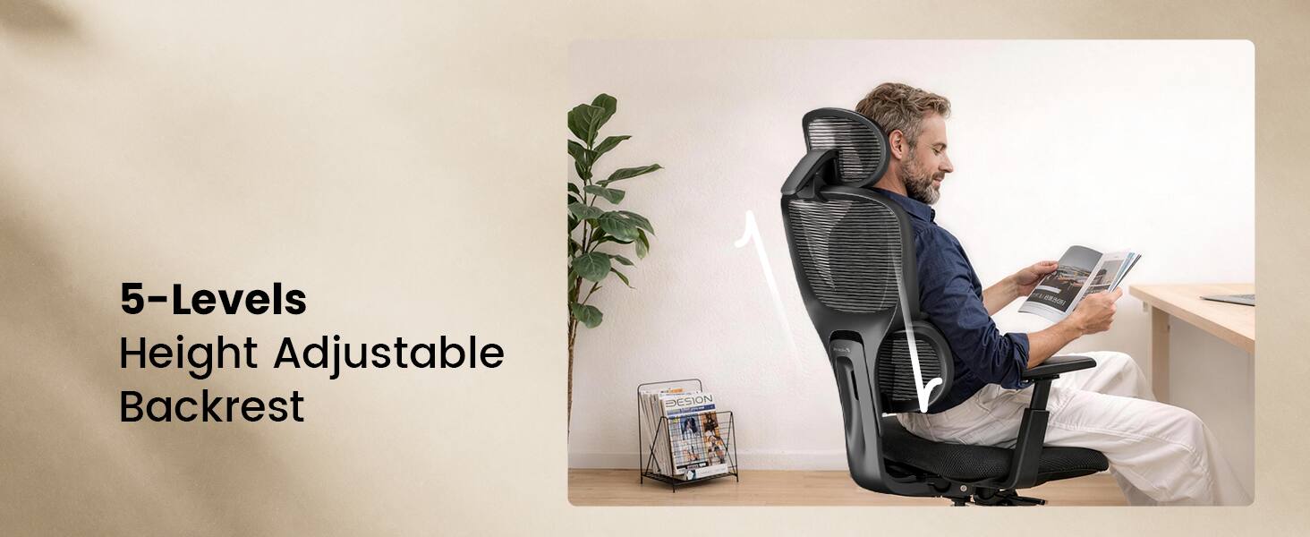 5-Levels Height Adjustable Backrest