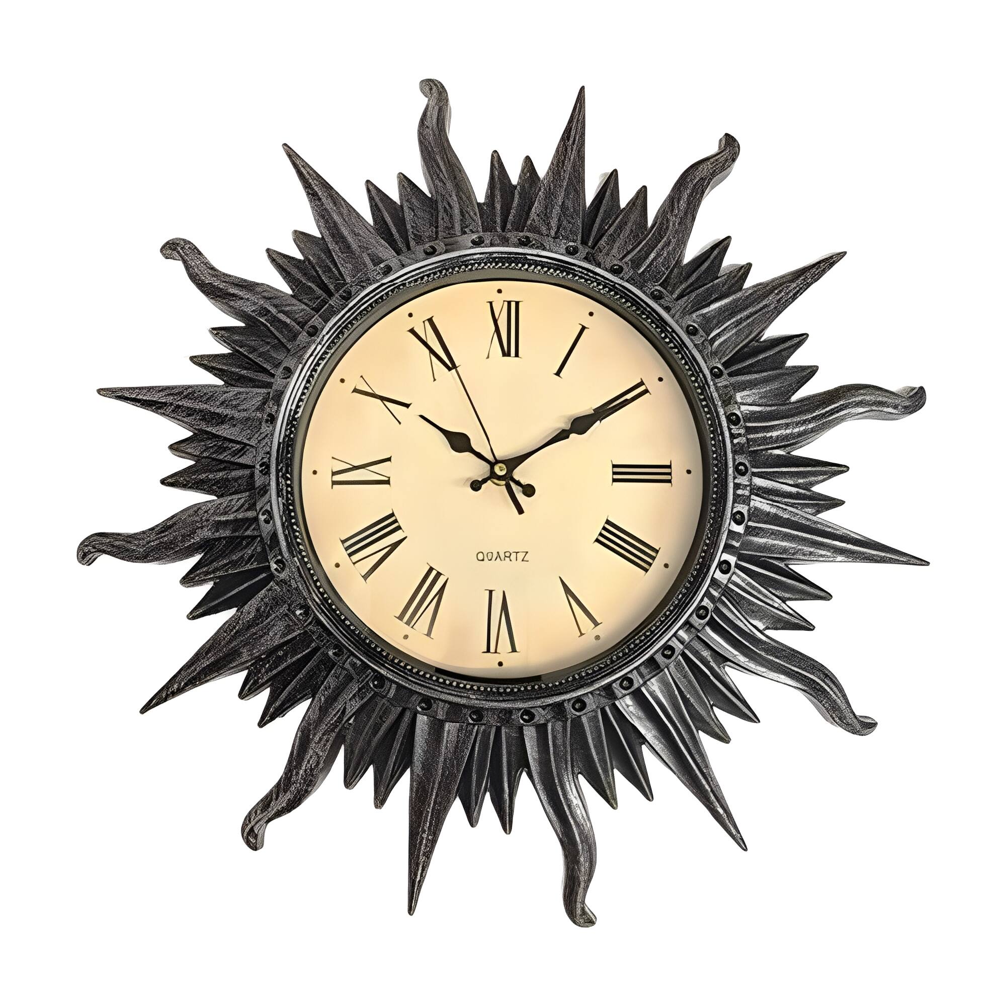 FC Design - 18"H Metallic Gray Ornate Sunburst Roman Numeral Wall Clock - Multicolor