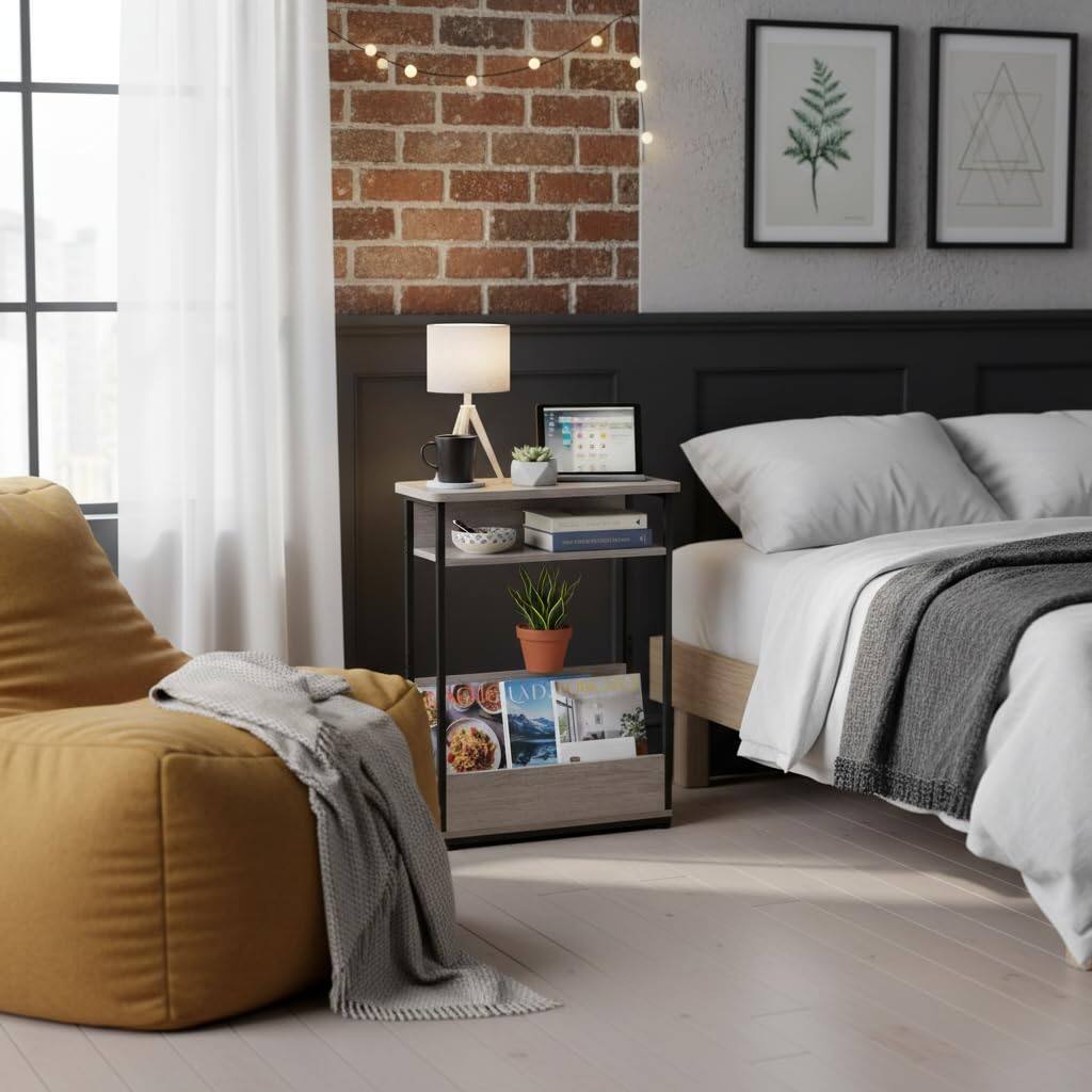 Alt View 3. PO3TICJUNKI3 - Narrow Side Table 3-tier Slim End With Storage Shelf Modern Sofa Thin For And Spaces Skinny Bedside Nightst... - White.