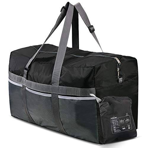 Front. Fabibe - Foldable Travel Bag Large Sports 75L/96L/100L Lightweight Waterproof Tote pu fabric duffel men - Black 75l.