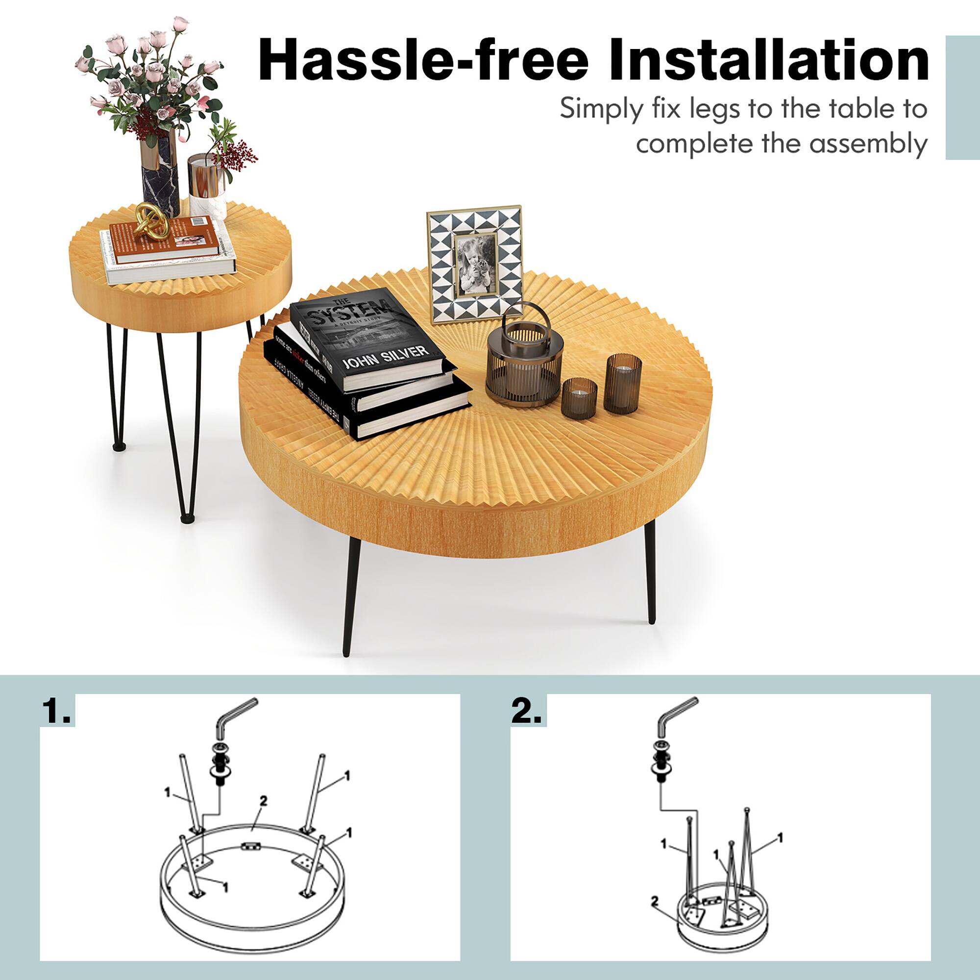 Hassle-free Installation: Simply fix the legs to the table to complete the assembly.