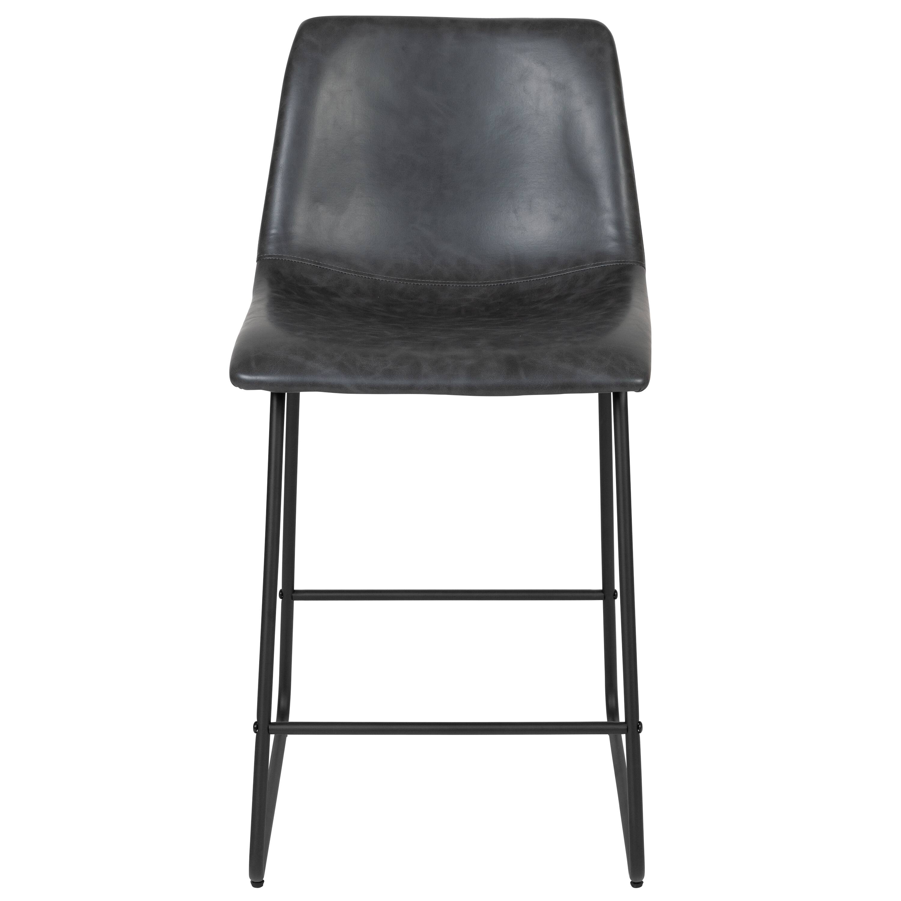 Alt View 11. Alamont Home - Reagan Set of 2 Kitchen Counter Height Stool - 24 Inch Gray LeatherSoft Barstool - Gray.