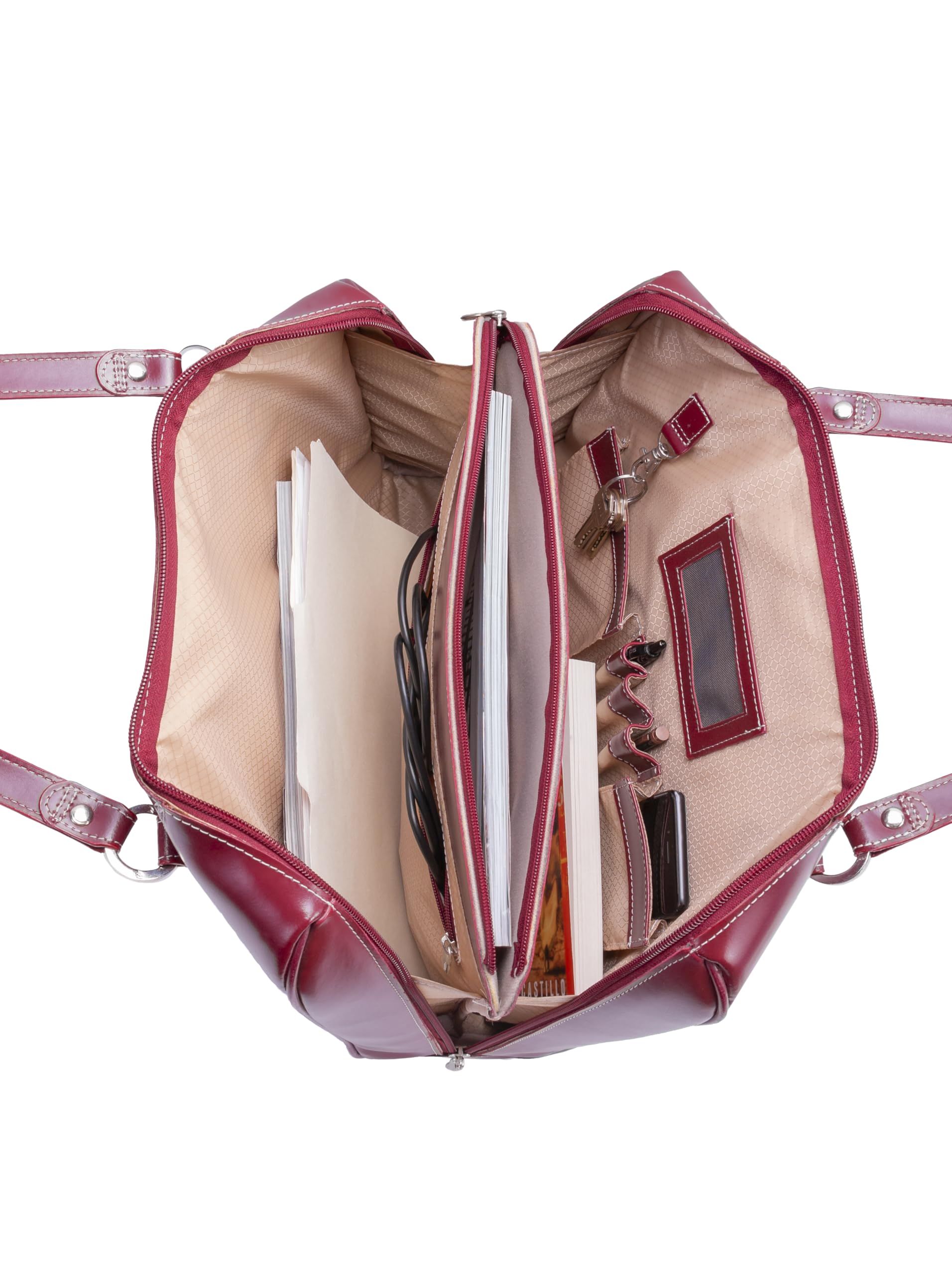 Alt View 5. McKleinUSA - 15-inch Leather Laptop Briefcase Women's Top-Grain Cowhide Removable High-Density Laptop Sleeve Magnetic Front Pocket - Red.